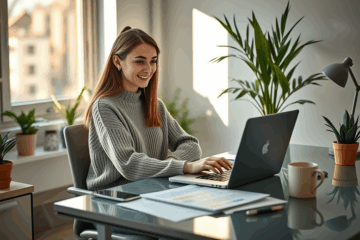 A person applying for an online loan using a laptop.