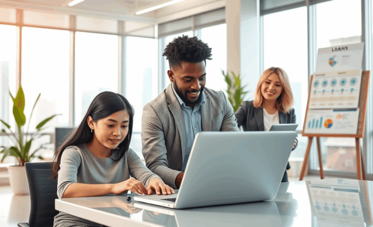 A person reviewing loan options online to improve their financial situation.