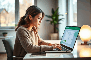 A person using a laptop to request a loan online quickly.