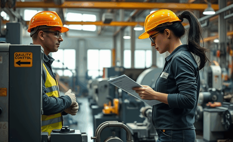 A machine operator working on equipment in a manufacturing setting.