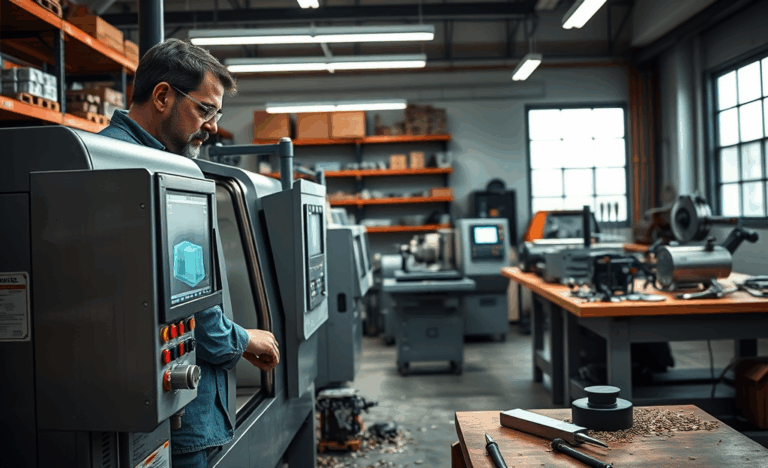 CNC Operator working on precision machinery