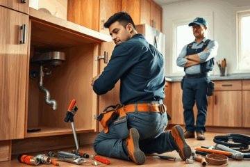 A plumber helper at work assisting with installations and repairs.