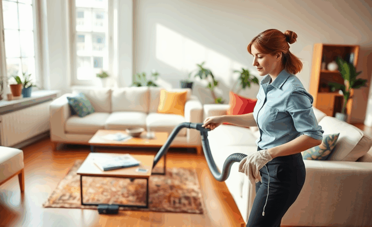 Housekeeper assisting with cleaning tasks at home