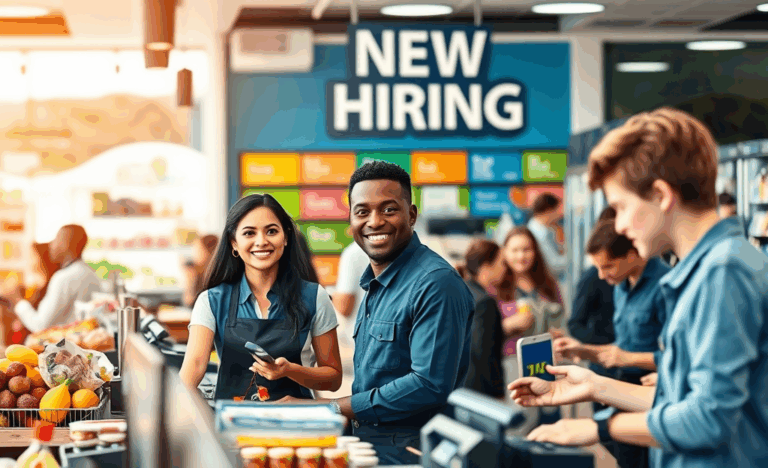 Job openings for cashiers offering $15–17 per hour with flexible schedules.