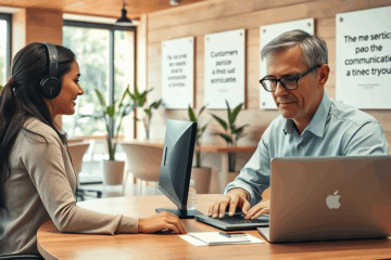 Image of a bilingual representative assisting customers