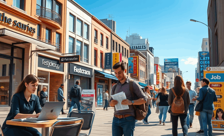 An individual searching for job opportunities online with a laptop.