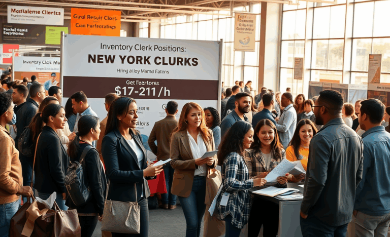 Job openings for Inventory Clerks offering $17–21 per hour.