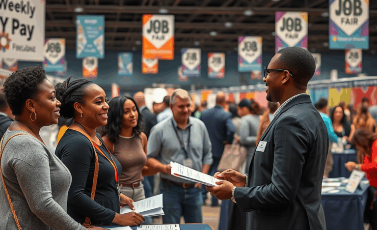 A job seeker exploring weekly pay job opportunities online.