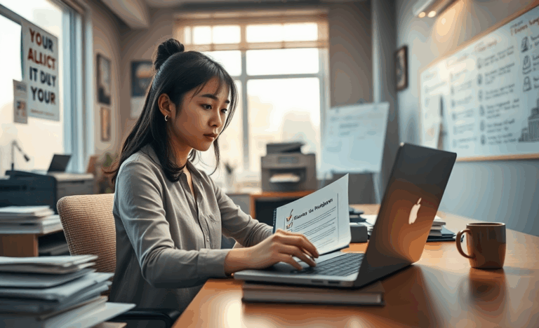 Image illustrating a resume checklist for job changes and benefits.