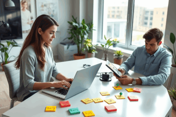 A person using a computer to search for jobs by ZIP code and radius.