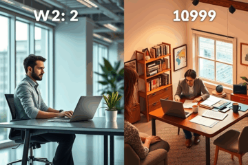 Comparison of W-2 and 1099 contracts highlighting benefits and tax implications.