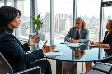 A professional discussing salary negotiation strategies in an office setting.