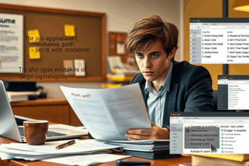 A person reviewing their job application materials, focusing on common mistakes and fixes.