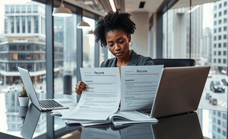 An image illustrating the concept of A/B testing on resumes, showcasing two different versions of a resume to highlight optimization strategies.