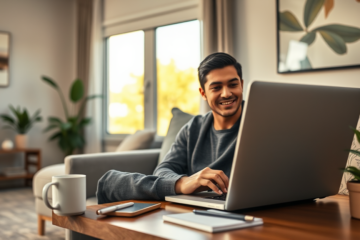 A person applying for a loan online from the comfort of their home.