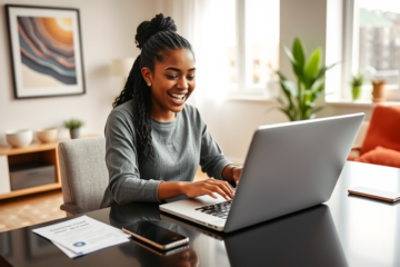 A person applying for credit online using a laptop.