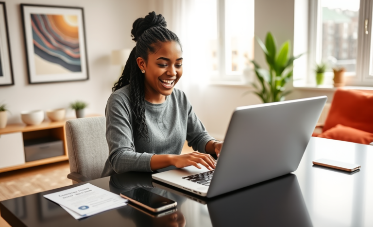A person applying for credit online using a laptop.