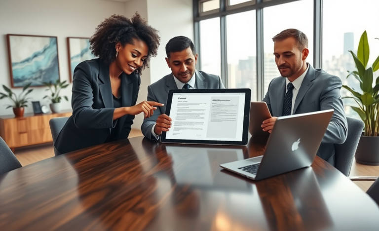 A digital contract being signed electronically to ensure a fast approval process.