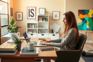 A person working on a laptop at home, representing easy money earning opportunities.