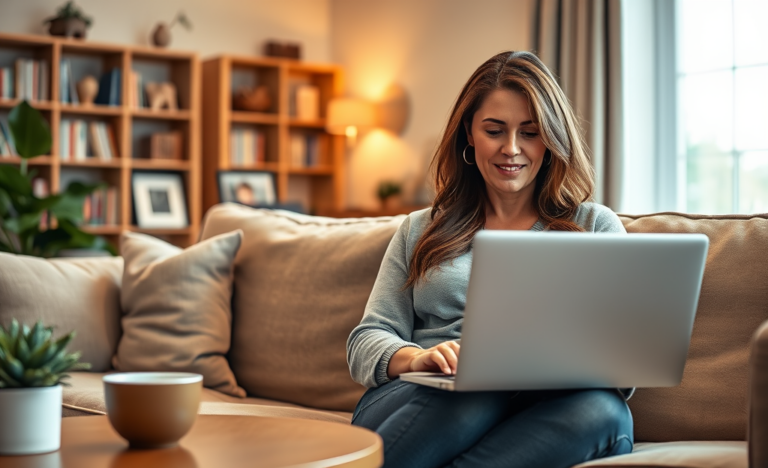 Person applying for an online loan from home